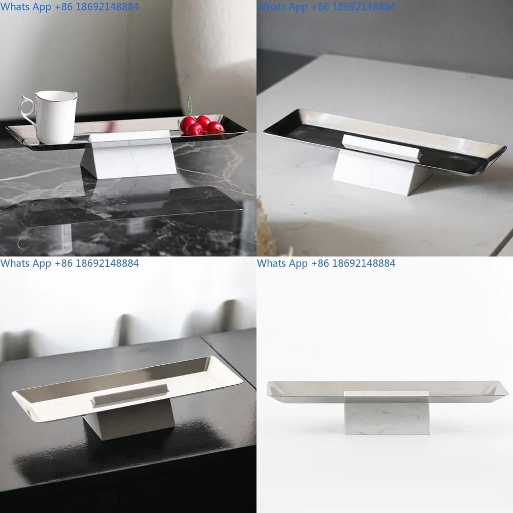 Luxury Marble Rectangular Fruit Tray Modern Minimalist Decoration for Living Room Hotel Lobby Storage Platter Home Accessories