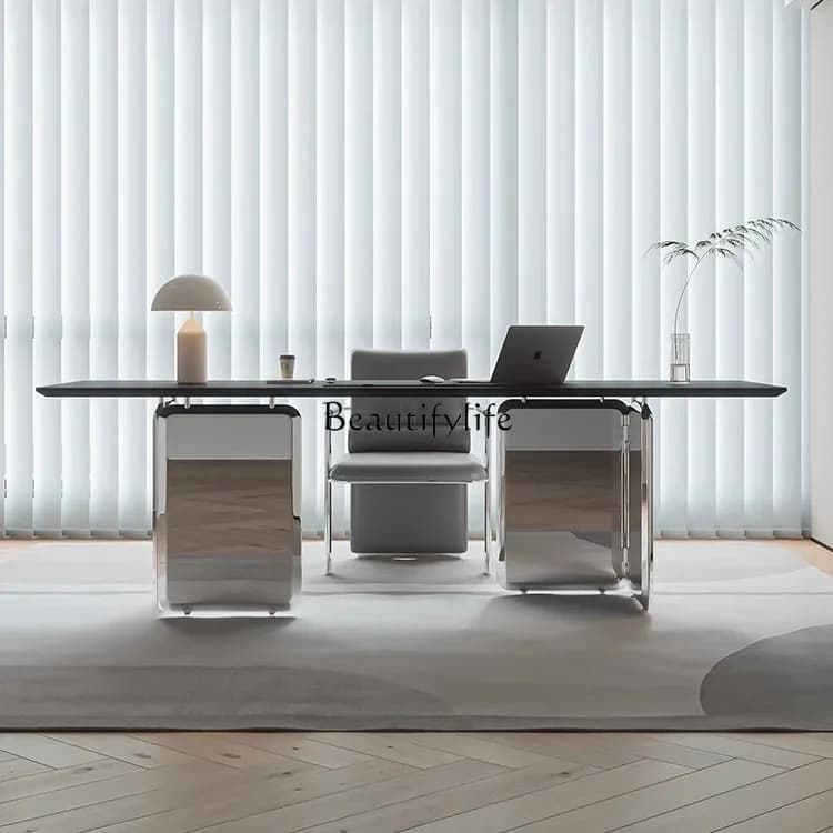 Light luxury rock slab desk high sense modern simple suspended desk study desk