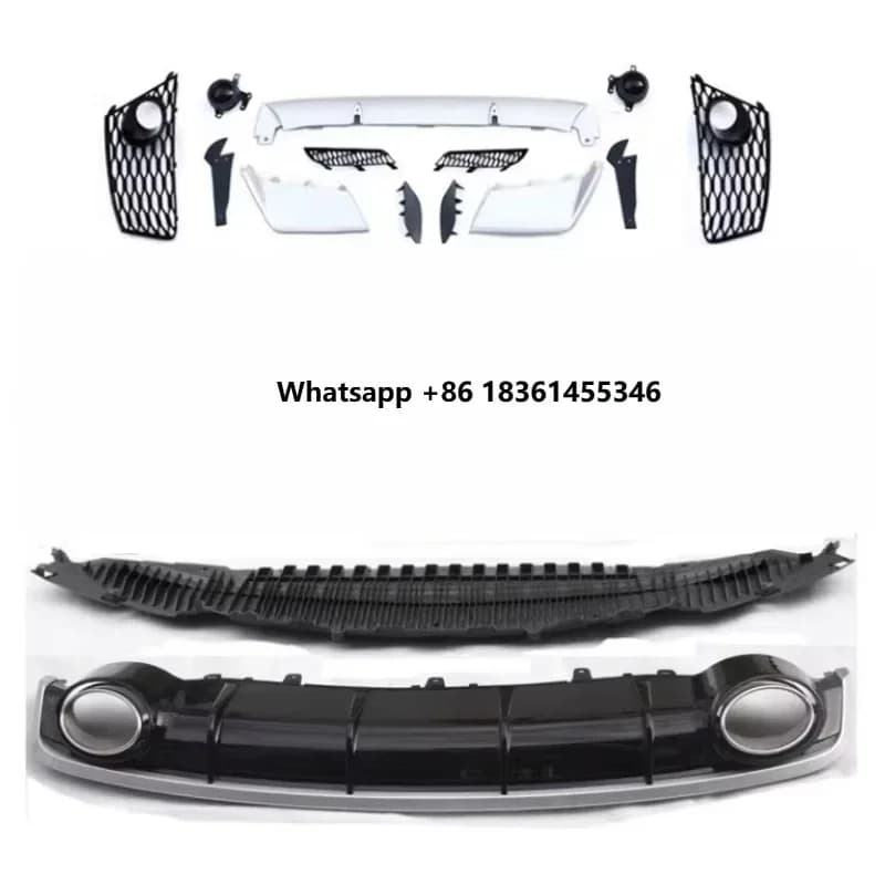 Car Front Bumper Grille Fog Lamp Frame Rear Lip Tail Throat for  A6 2016-2018 Upgraded to RS6 Style Body Kit Assembly