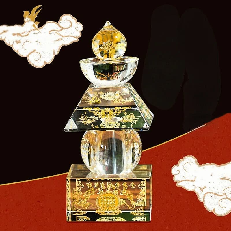 4.72" Buddhism Crystal Stupa Small Bodhi Pagoda Buddhist Altar Ornaments Collect