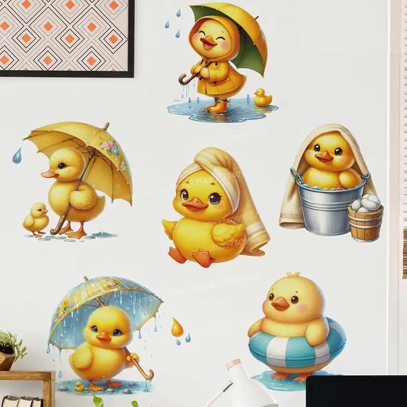Cartoon Cute Duck Wall Sticker Bathroom Toilet Decor Living Room Cabinet Refrigerator Home Decoration Decals M991