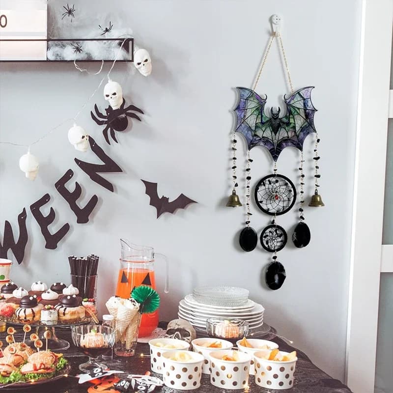 Halloween Festival Bat Wind Chimes Large Wall Hangings Door Pendants Home Decor Handmade Ornaments Holiday Girls Gifts