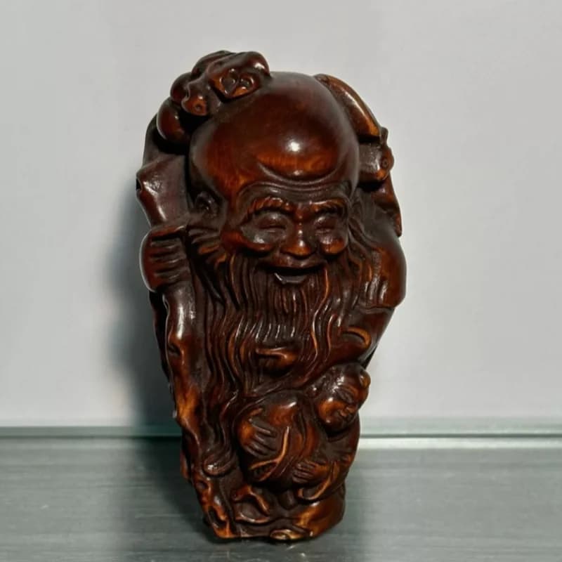 Vintage Antique Wood Carved Boxwood Wooden Sculpture Figure Statue Figurine Gift