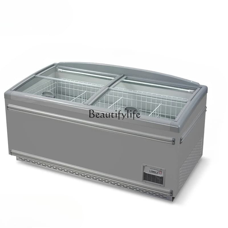 3Freezer commercial, combined horizontal display freezer supermarket frost-free refrigerator transparent glass