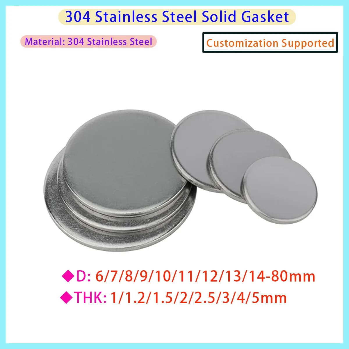 304 Stainless Steel Circular Plate with A Thickness of 1/1.5/2/3/4/5/6/8/10mm