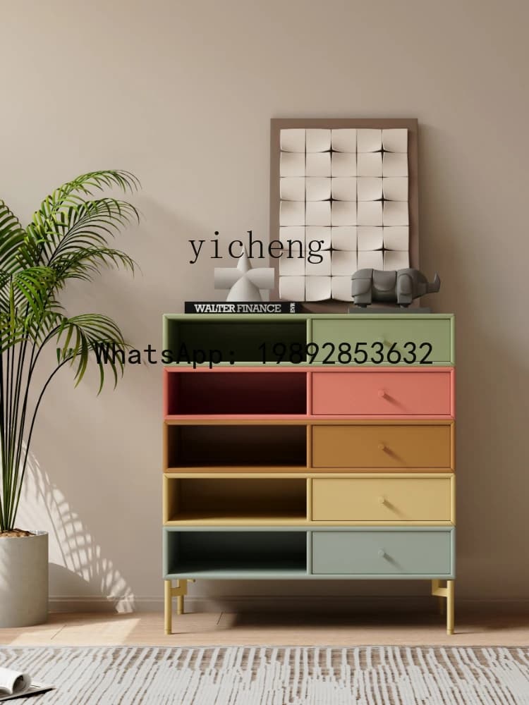 Minimalist Chest of Drawers Color Storage Cabinet Cream Style Designer