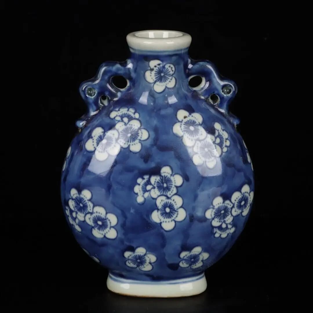 6.2" Collect Chinese Blue-and-white Porcelain Ice Plum Blossom Flower Vase