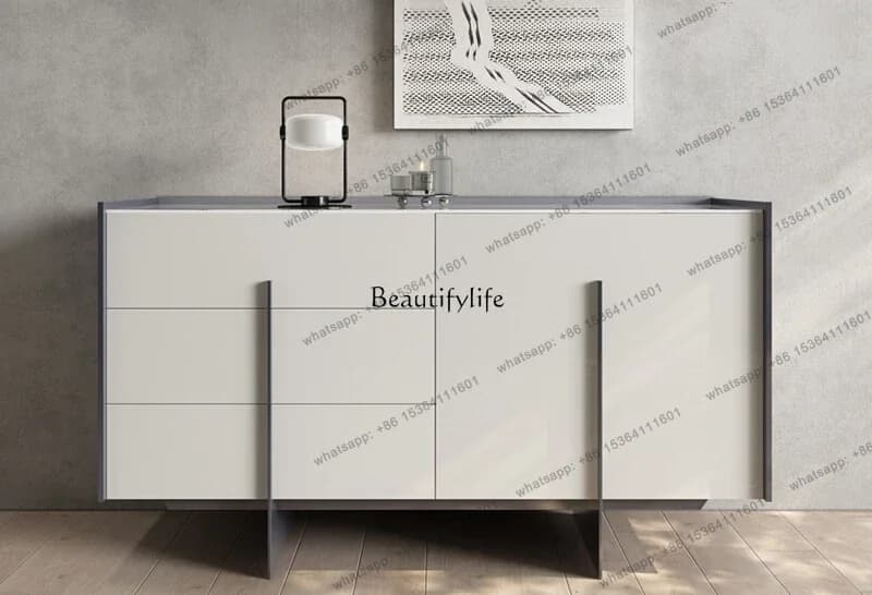 LX Italian Light Luxury Solid Wood Dining Side Cabinet Modern Simple Rock Slab Partition Storage Chest