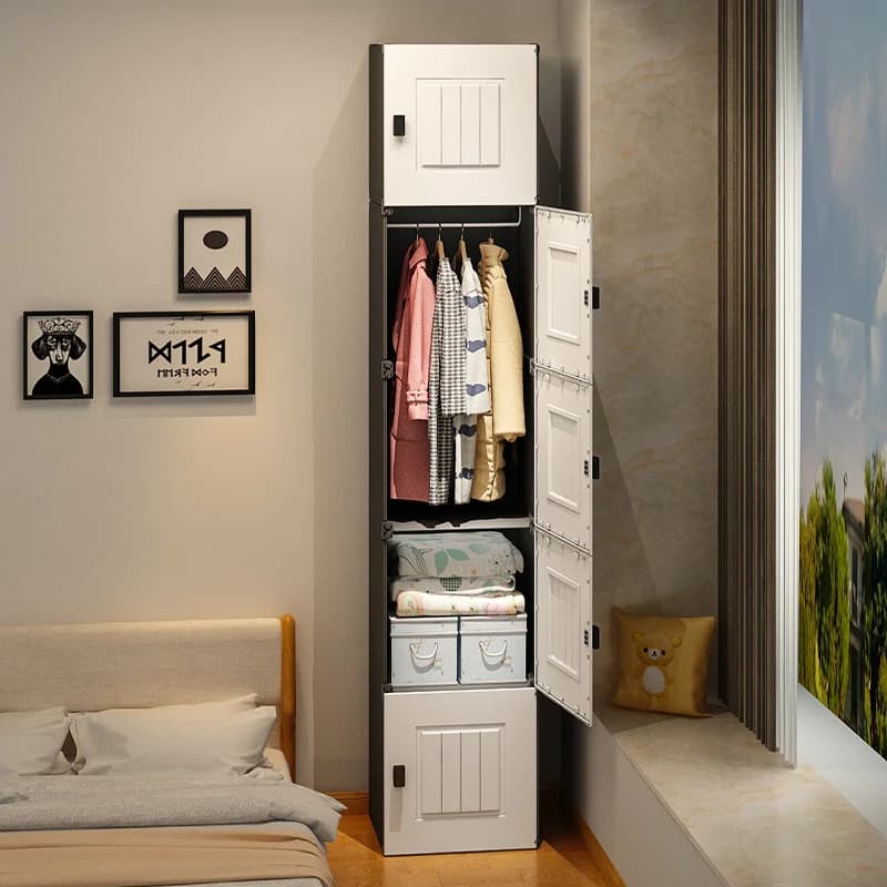 Z European Wardrobe Simple Assembly Organizer Small Wardrobe Shelf Children's Storage Plastic Box Bedroom Closet Portable Storag