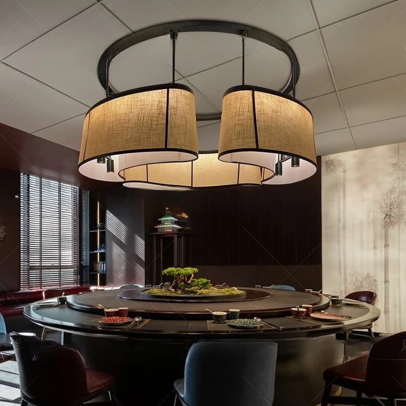 Chandelier New Chinese restaurant designer, restaurant hotel with spotlights Zen living room art box light