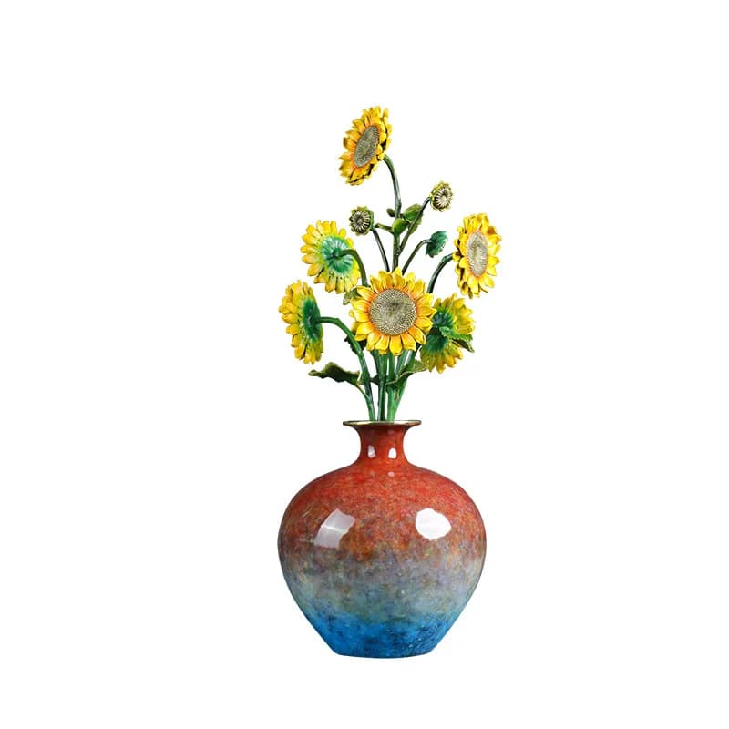Simulation ceramic vase copper handicraft ornament flower arrangement desktop decoration brass ornament