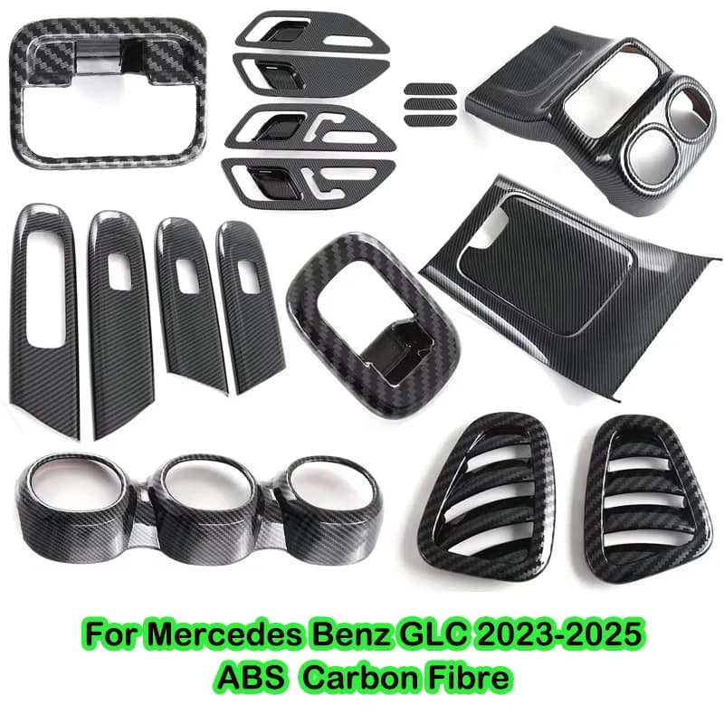 For Mercedes Benz GLC 2023-2025 Carbon Fiber Interior Decoration Sticker With Air Outlet And Rear Air Outlet Glass Lifting Panel
