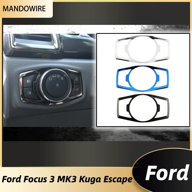Stainless Cover Car Head Light Headlight Lamp Switch Button Panel Trim For Ford Focus 3 Kuga Escape 2012-2018 Accessories