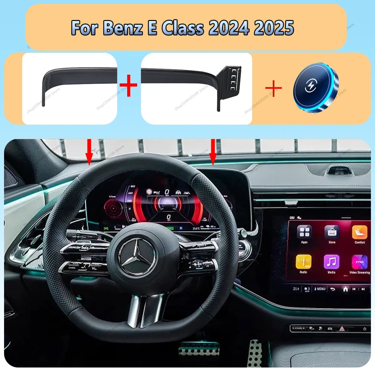 For Mercedes-Benz E Class W214 2024 2025 Car Phone Screen Holder Magnetic Wireless Charging For Screen Car phone Mount