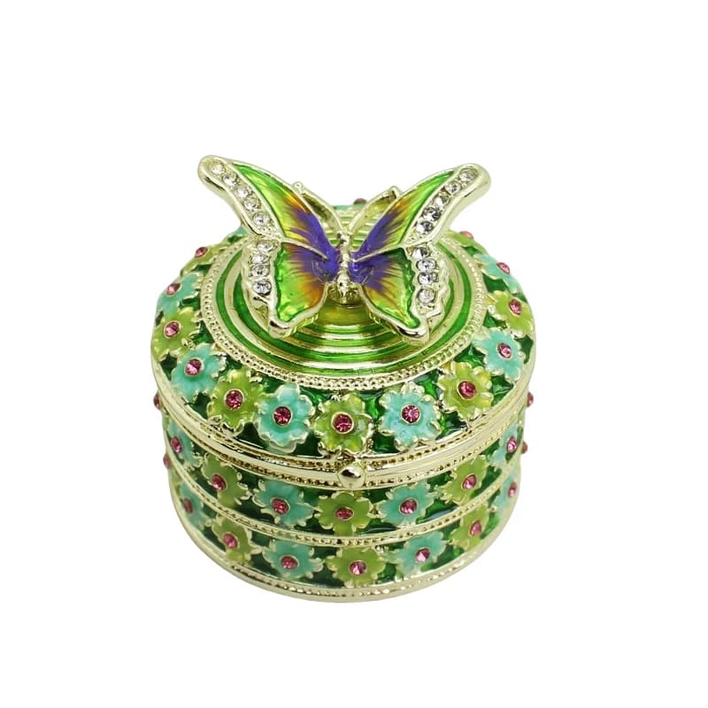 Luxury Hand Painted Butterfly Enamel Jewelry Box Hinged Lid Trinket Box  Gifts for Women