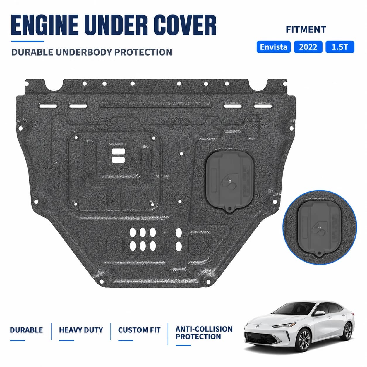For Buick Envista 2022 1.5T Custom Fit Engine Skid Plate Heavy Duty Anti Collision Mudproof Chassis Underbody Protection