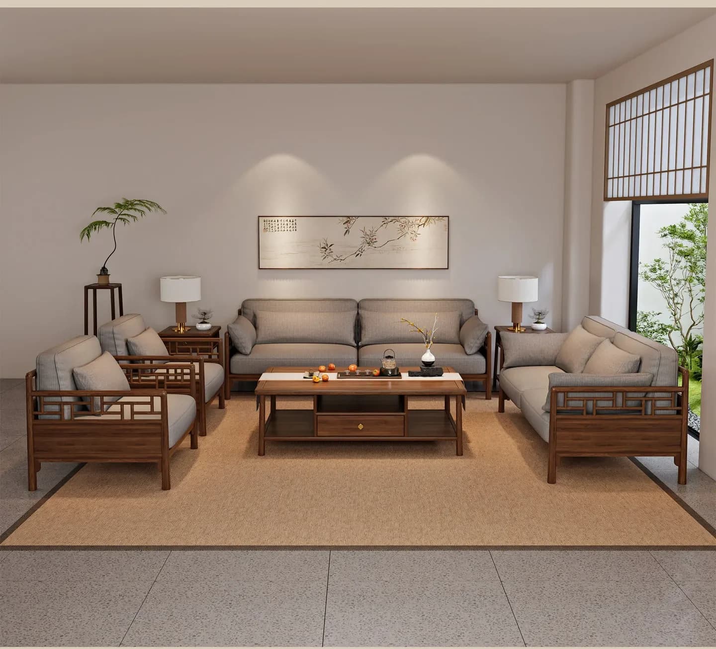 Song-style Aesthetics New Chinese-style Large And Small Apartment Large Flat Living Room Furniture Solid Wood Sofal16