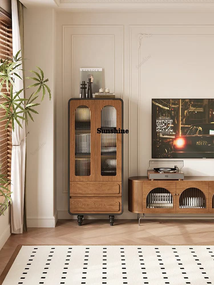 Medieval TV side cabinet, living room against the wall storage cabinet, multi-functional utility cabinet