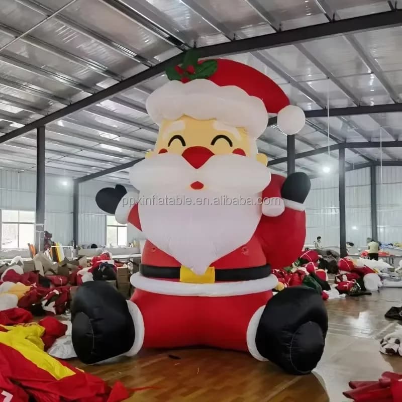 for Giant Outdoor Cute Christmas Inflatables Decoration Blow up Inflatable Santa Claus with Led Lights for Yard Xmas