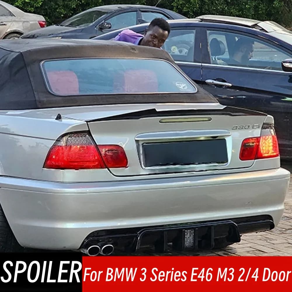 For 1999-2005 BMW 3 Series E46 M3 2/4 Door M4 Style Rear Trunk Lid Spoiler Wings Car Black Carbon Exterior Tuning Accessories