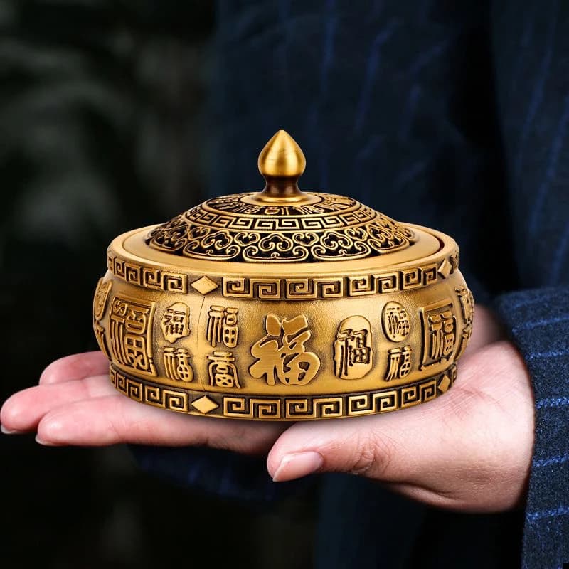 Yellow Copper Incense Burner Tea Ceremony Supplies Decoration Aromatherapy Stove Home Indoor/study/office/tea Room Incense Tool