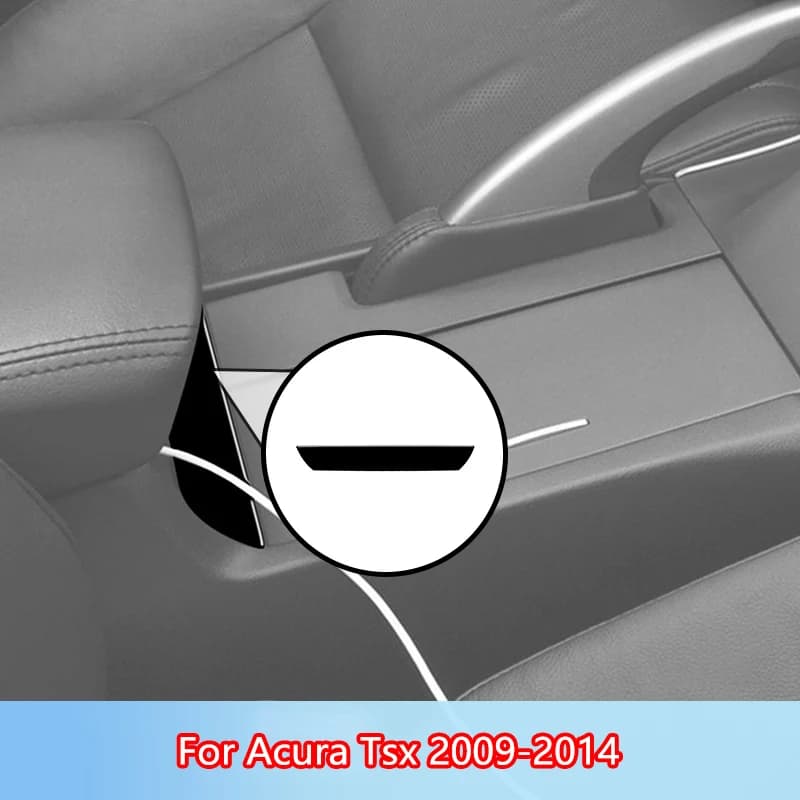 Underneath The Armrest Box Brand New ABS Gloss Black Stickers For Acura Tsx 2009 2010 2011 2012-2014 Car Interior Accessories