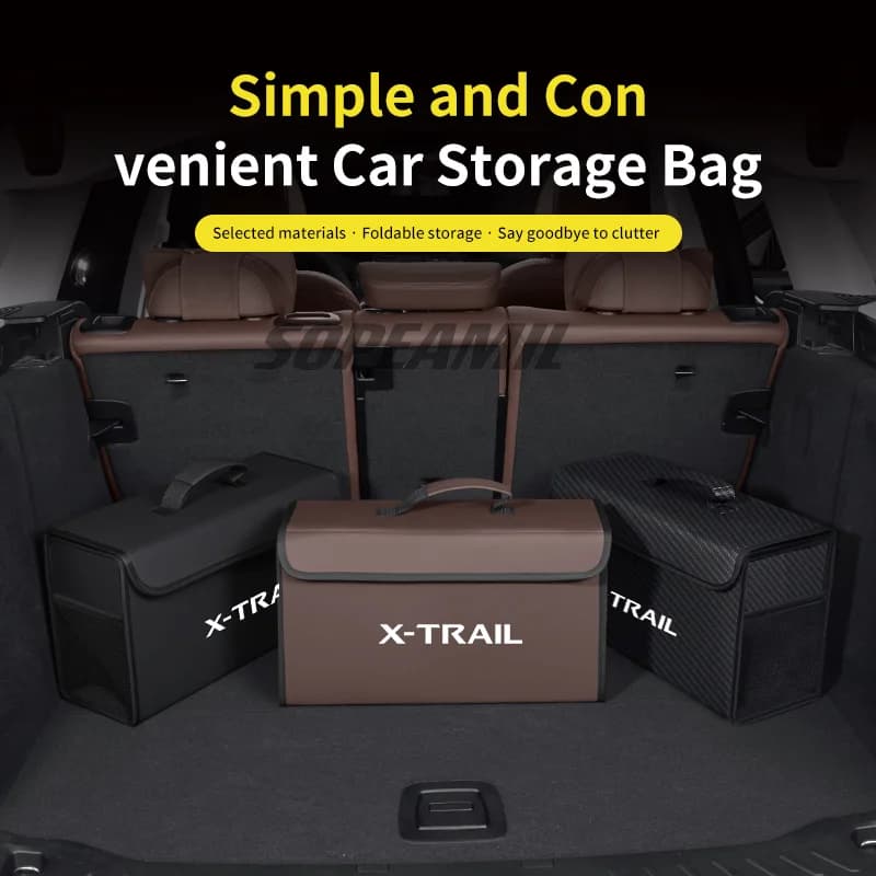 Car Trunk Organizing And Storage Box For Nissan Qashqai X-Trail Patrol Brand new leather trunk storage box Auto Accessories