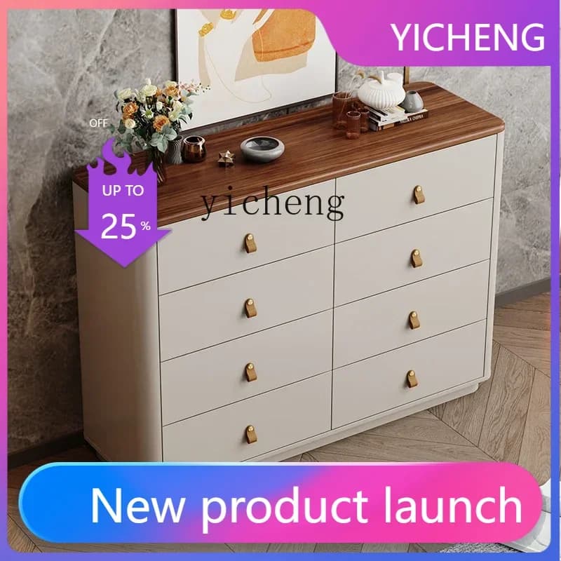 LYY  medieval bedroom chest of drawers cabinet Italian light luxury living room wall storage chest of drawers