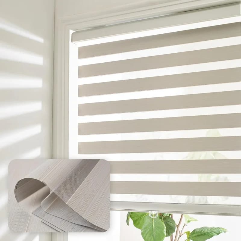 Popular North American Market Durable Polyester Fabric Uv Protection Safety Design Manual Cordless Zebra Shades For Window