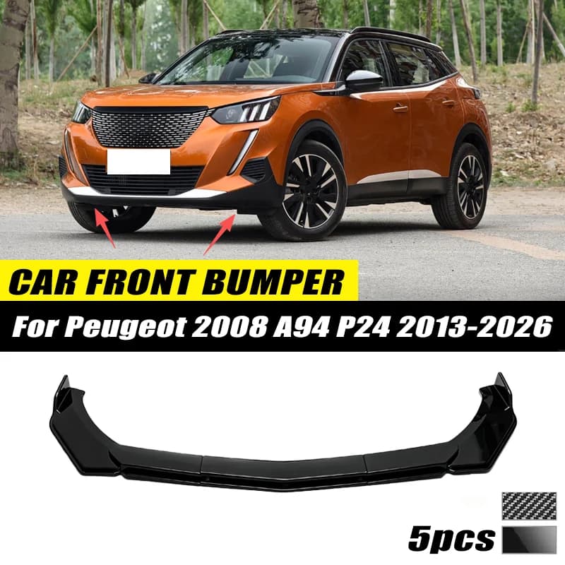 For Peugeot 2008 A94 P24 2013-2026 Front Bumper Lip Front Guard Spoiler High-quality ABS Material Body Kit Front Lip Accessory