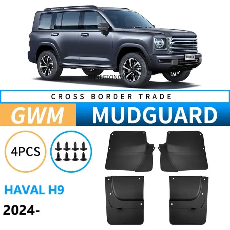 4PCS Car Front Rear Mudflap For Haval H9 2024 Accessories 2025 2026 MK2 Anti-splash Mud Flap Guard Fender Wheel Protect Mudguard