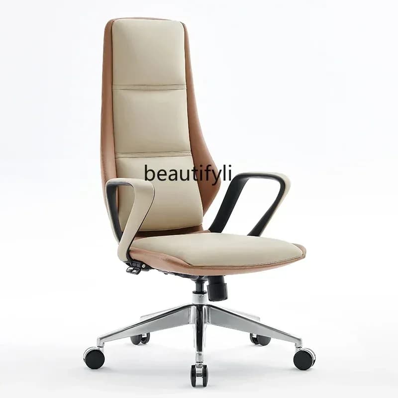 35Leather boss office reclining comfortable high backrest swivel chair household light luxury business president chairSSS