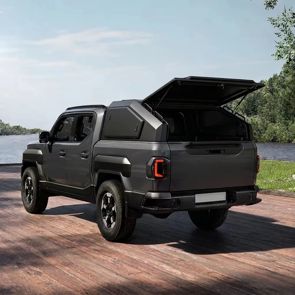 Off-road Aluminum Alloy Hinged Truck Canopy Kia Tasman Pickup 4x4 Hardtop Camper Shell Roof Rack Locking Heavy Duty Bed Topper