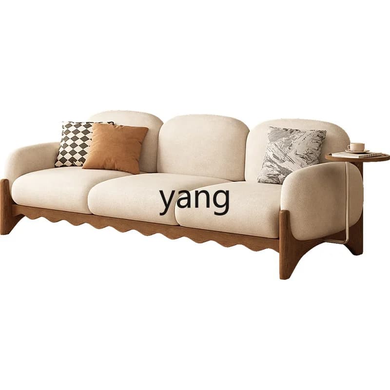 LHLH   cream style sofa living room small apartment modern simple straight row technology cloth sofa
