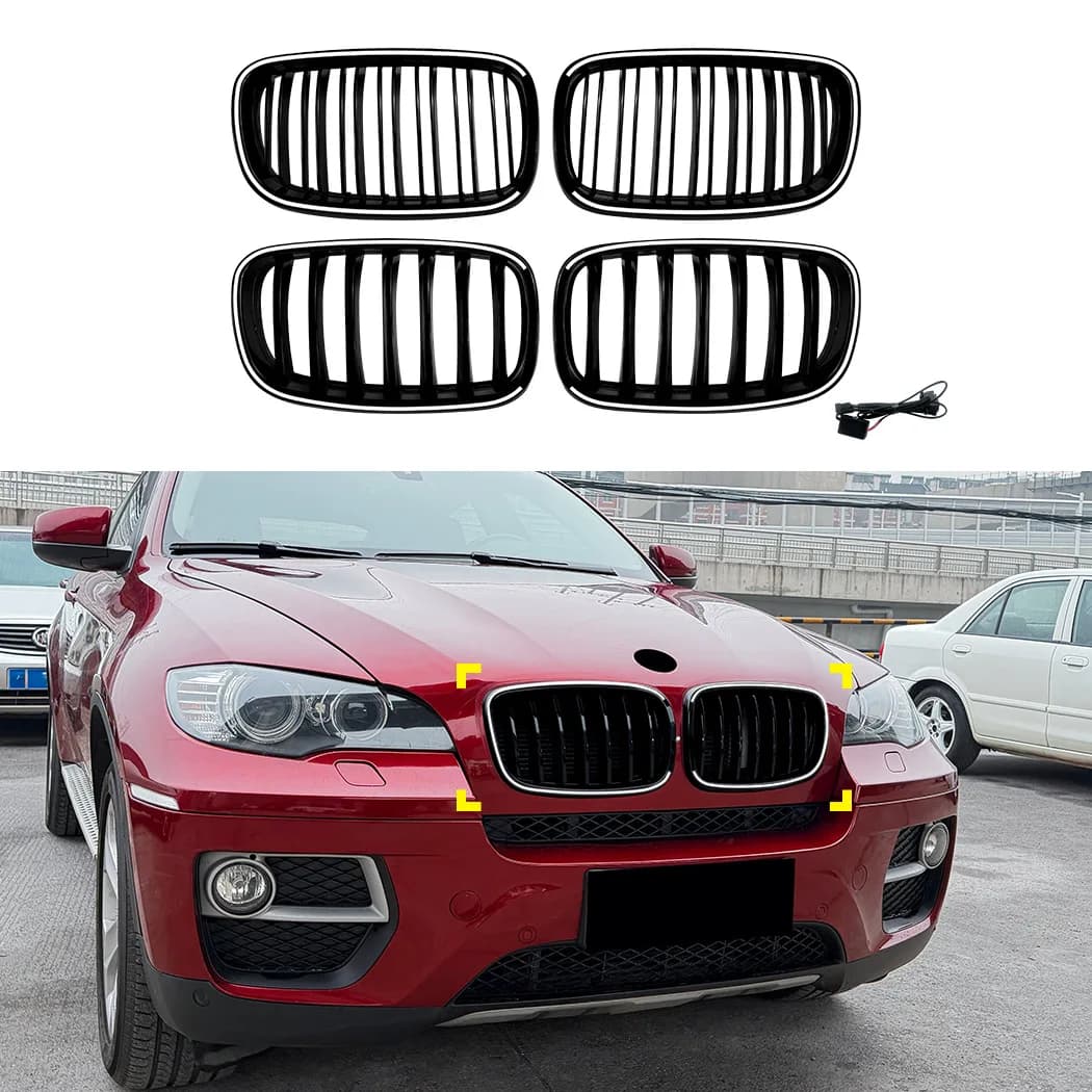 Car Front Hood Grille Racing Bumper Grill Exterior Black Grille Accessories For BMW X5 E70 X6 E71 2006-2013