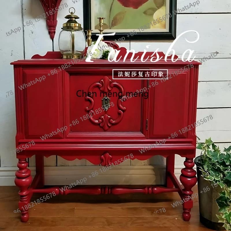 French retro entrance cabinet corridor aisle American light luxury decorative cabinet living room