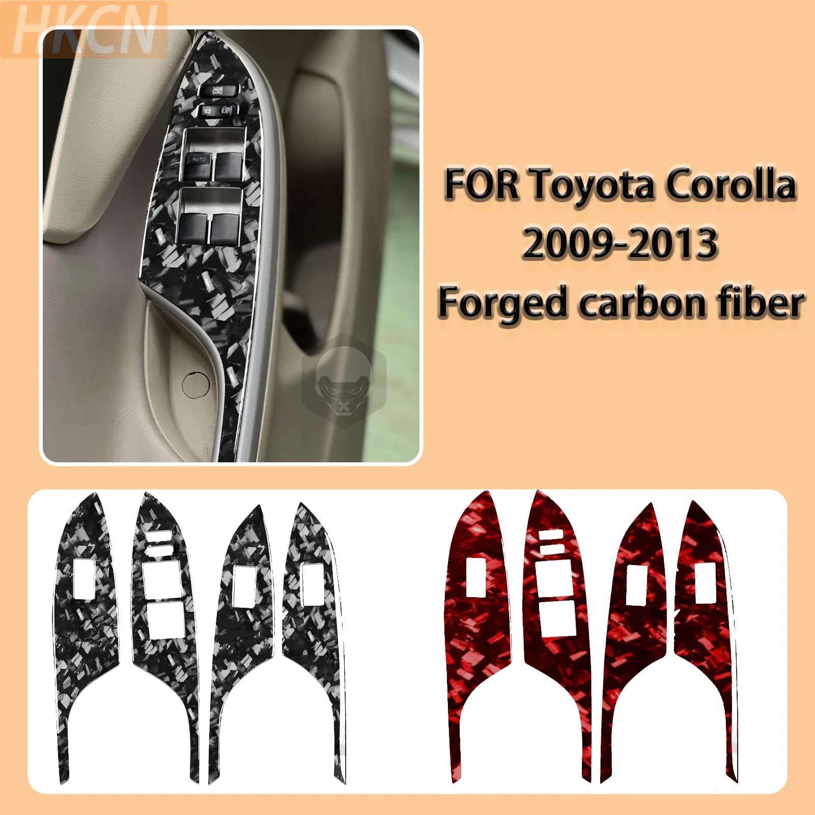 FOR Toyota Corolla 2009-2013 Forged Carbon Fiber Window Regulator Control Panel Decorative Car Interior Accessories Stickers