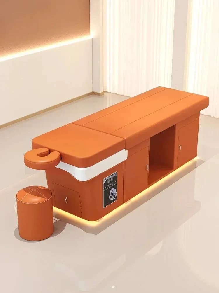 Head Massage Shampoo Bed, Hair Salon Water Circulation Fumigation With LED Lighting, High-end Shampoo Bed Water Heater