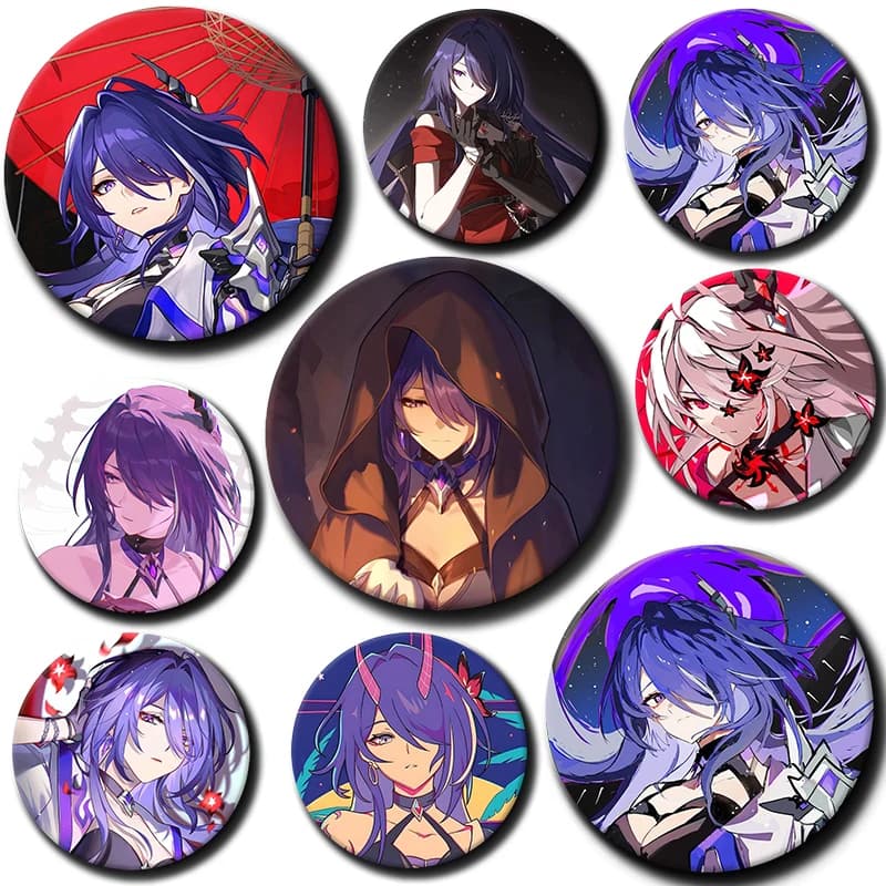 58mm Cartoon Character Acheron Soft Button Pin Badge Anime Acheron Brooch Creative Badge for Backpack Clothes Decoration Gift