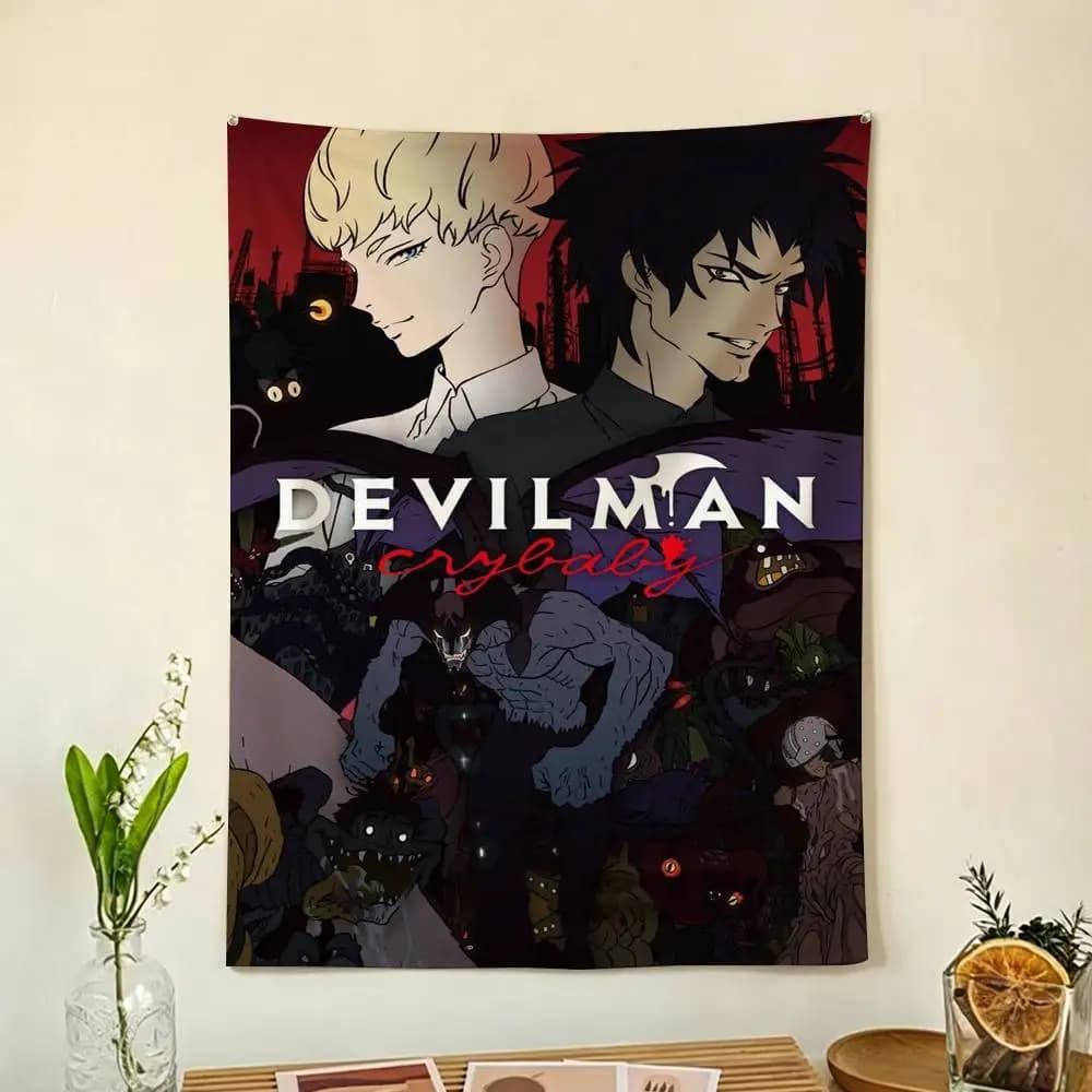 Anime D-Devilman C-Crybaby Flag Outdoor Decorations for Bedrooms Home Decor Items Decoration Banners