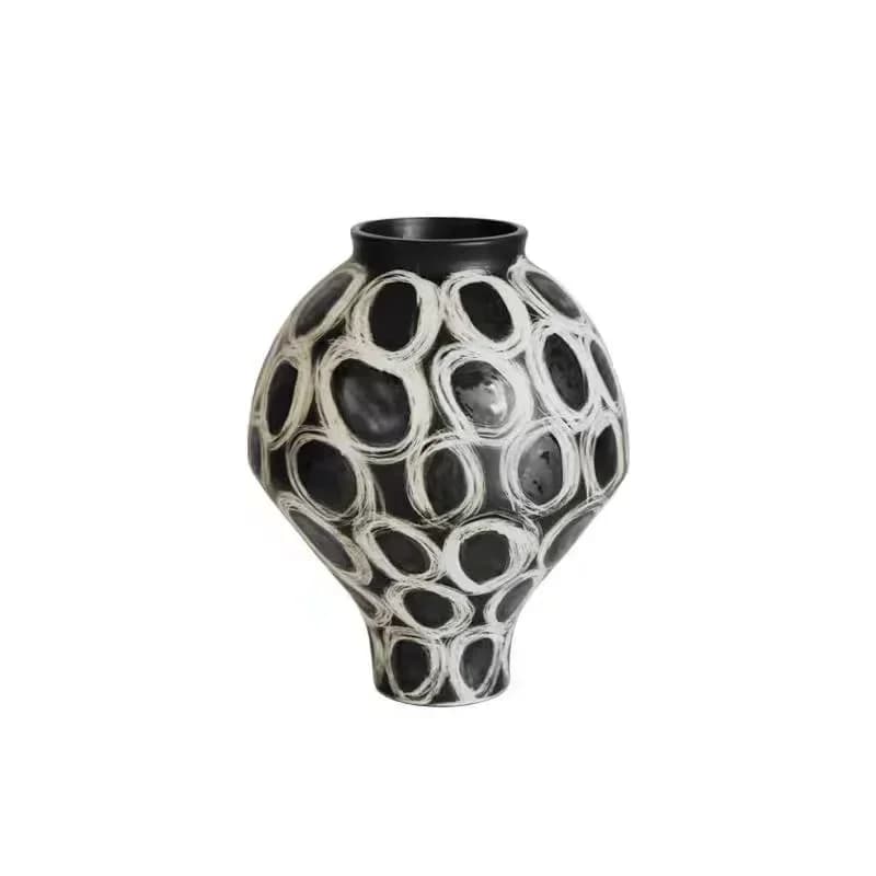 French medieval ceramic vase New Chinese home furnishing model room can arrange flowers, circle pottery pots, flower ornaments