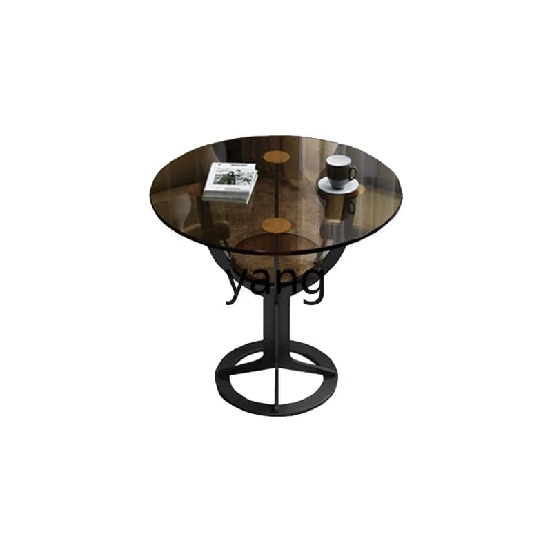 LTT Double-Layer Tempered Glass Home Leisure Reception Modern Simple One Table Four Chairs Set