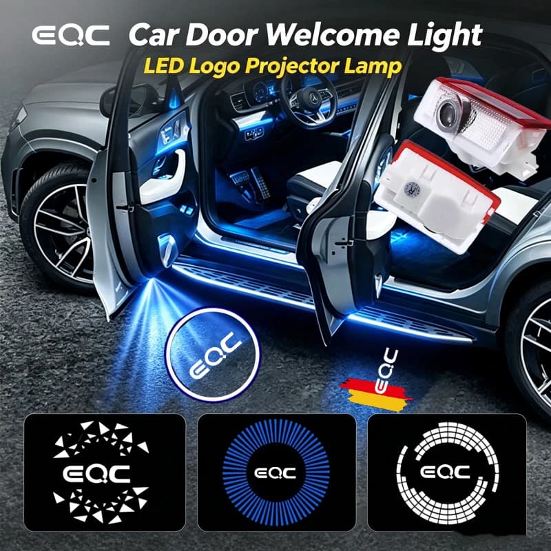 2PCS LED Car Door Welcome Courtesy Ghost Shadow Emblem Projector Lamps Decoration For Mercedes Benz EQC 2018‑2022 Accessories