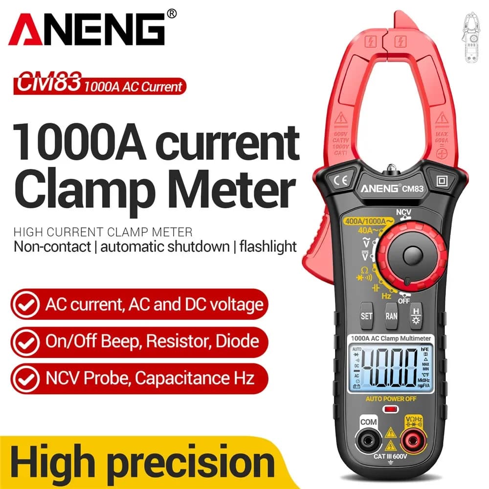 1000A Current Clamp Meter Multimeter Tester ANENG CM83 Non-contact 4000 Counts Capacitance Handheld Multifunctional Repair Tools