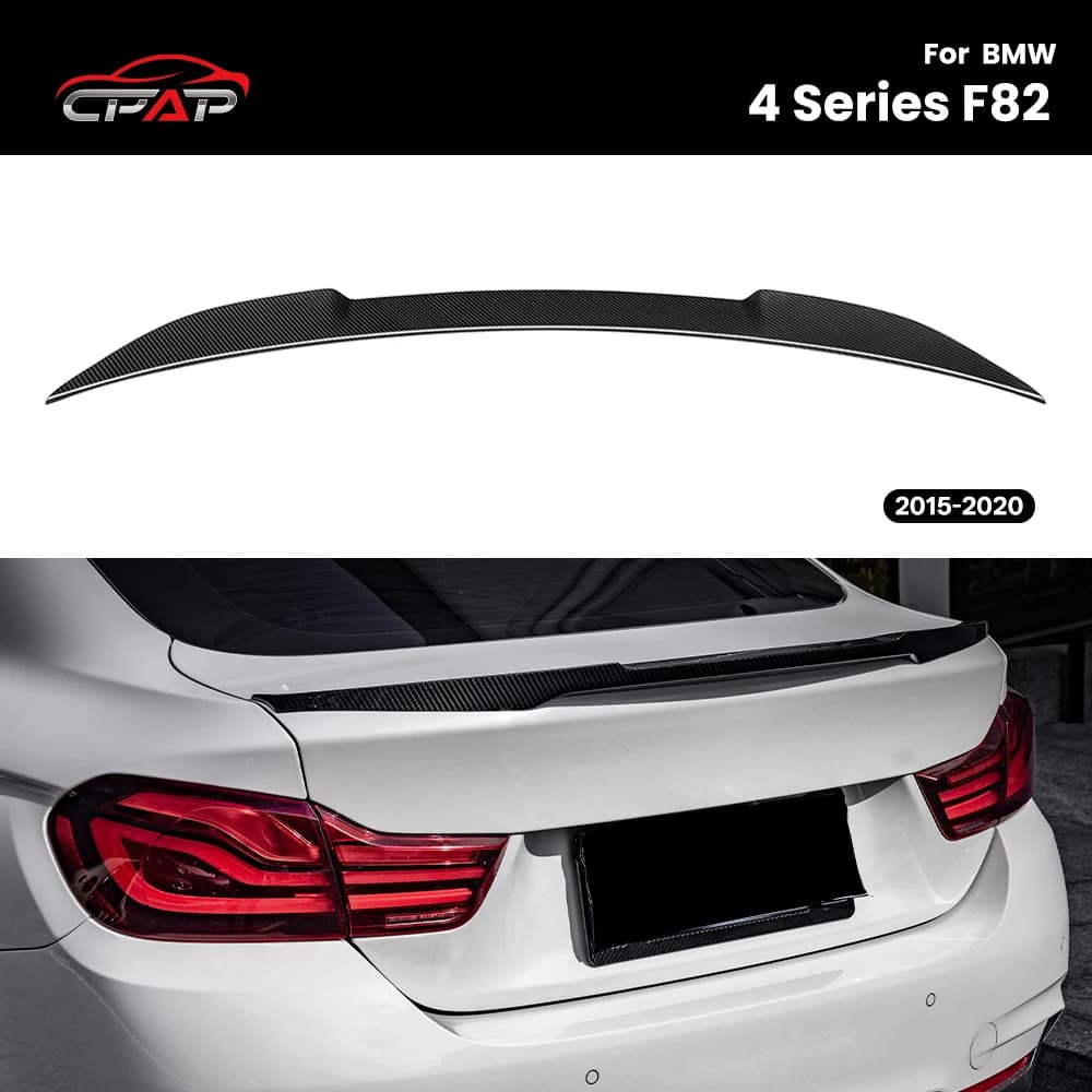 Real Dry Carbon Fiber Rear Trunk Roof Spoiler Wing Tail Fin For BMW 4 Series F82 CS/M4/PSM Style 2015-2020 Car Styling