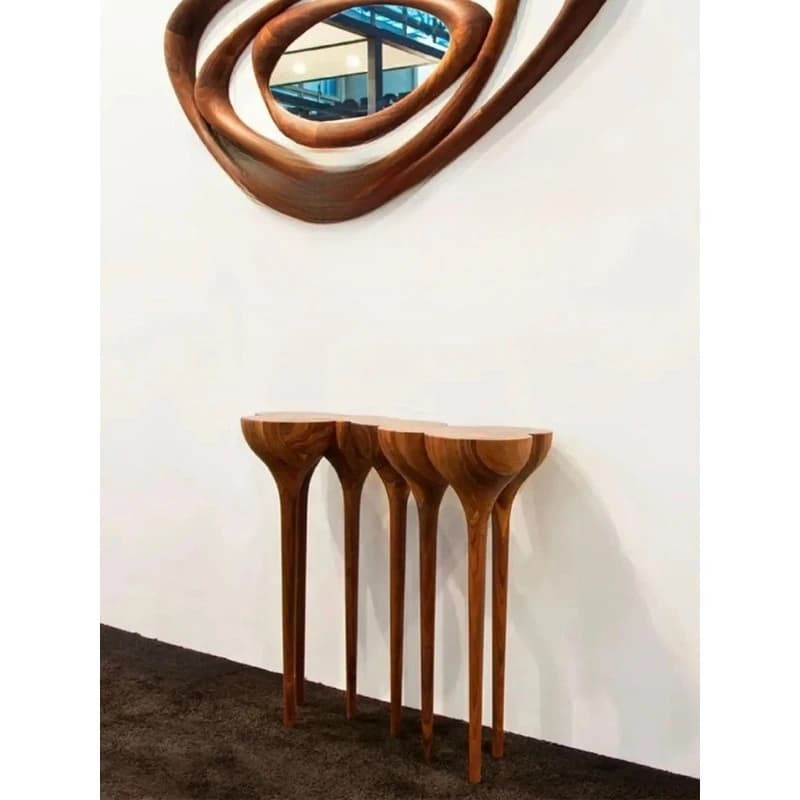 Medieval solid wood carving flower art Xuanguantai creative designer American decorative table