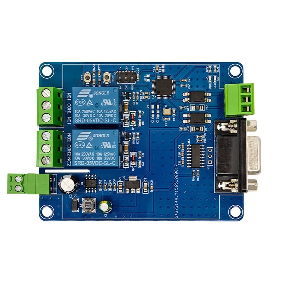 Modbus RTU 2IN 2OUT Relay Module RS232 Serial Control, Optocoupler Input DC3.3-24V Digital Detection & Power Control Module