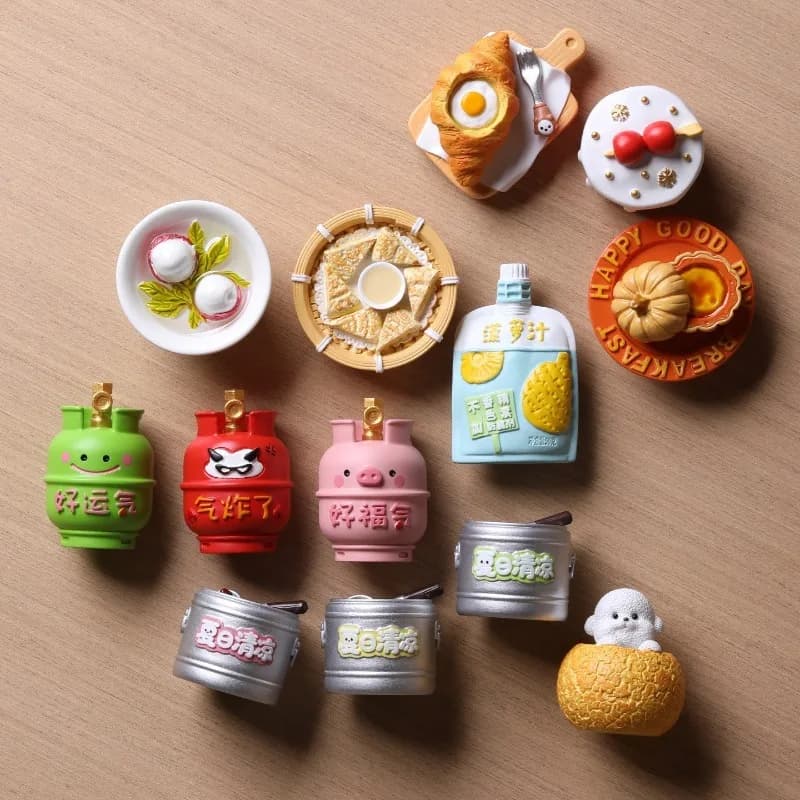 Miniature Food Fridge Magnet Set - 3D Realistic Gas Can & Kitchen Decor Fun Magnetic Toys for Home & Office