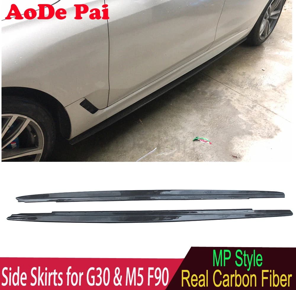 Genuine Carbon Fiber M Performance Style Side Skirts Extensions Bumper Lip For BMW 5 Series G30 M5 F90 2017+