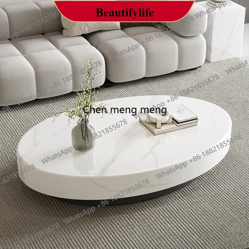 Oval Minimalist Coffee Table Neutral Luxury Trendy Nordic Coffee Table Unique European Living Room Coffee Table Furniture